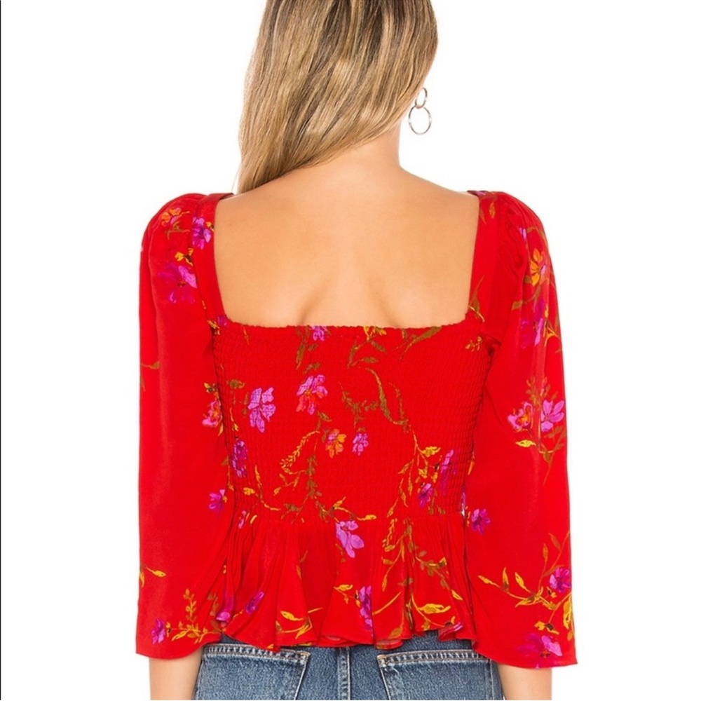 NWOT Lovers + Friends Smocked Faye Floral Puff Sleeve Top - Picture 3 of 11